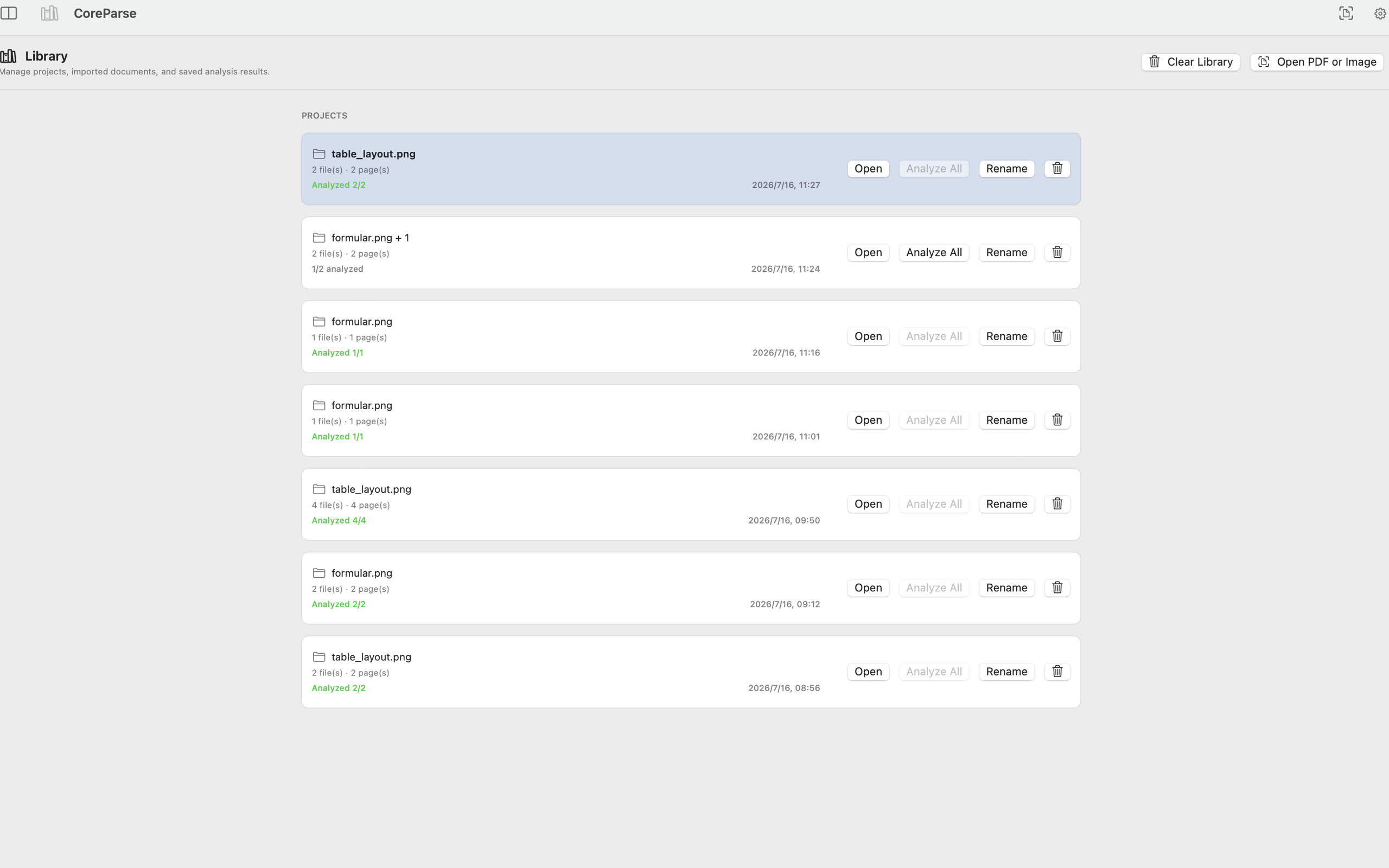 CoreParse local document library on Mac